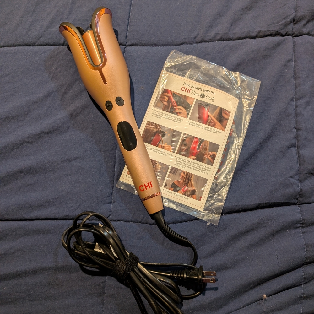 CHI Spin N Curl Ceramic Rotating Curler‎ In Limited Rose Gold Color